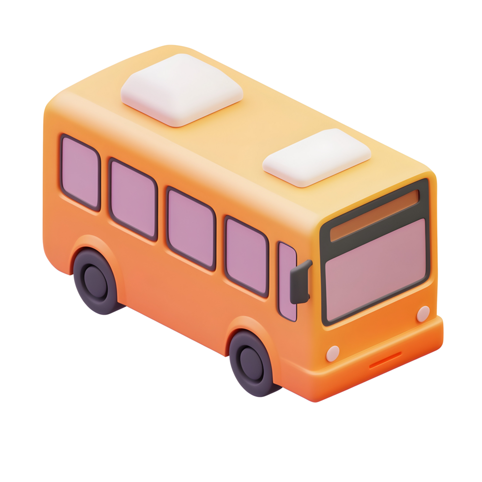 cartoon bus orange is shown transparent png