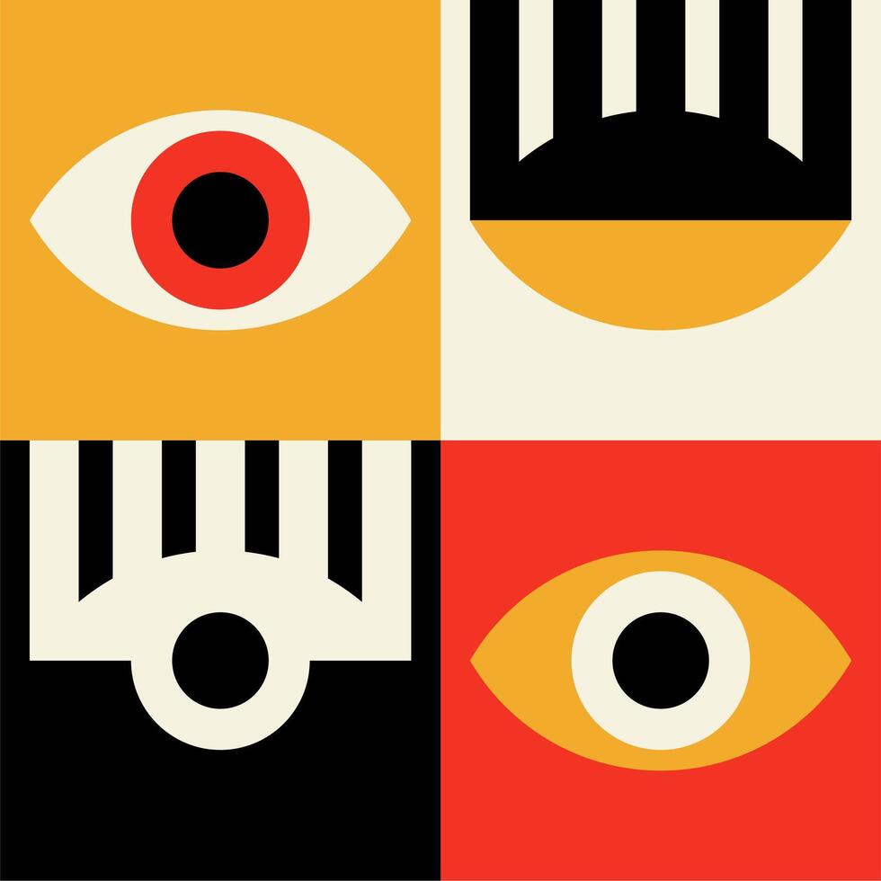 geometric shapes, and vibrant colors create a striking Bauhaus inspired modern poster design vector