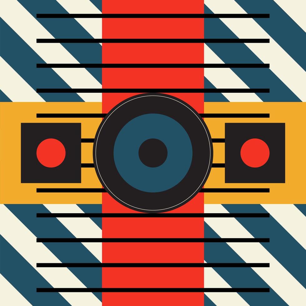 Geometric harmony meets bold contrast in this Bauhaus-style poster, celebrating form and function vector