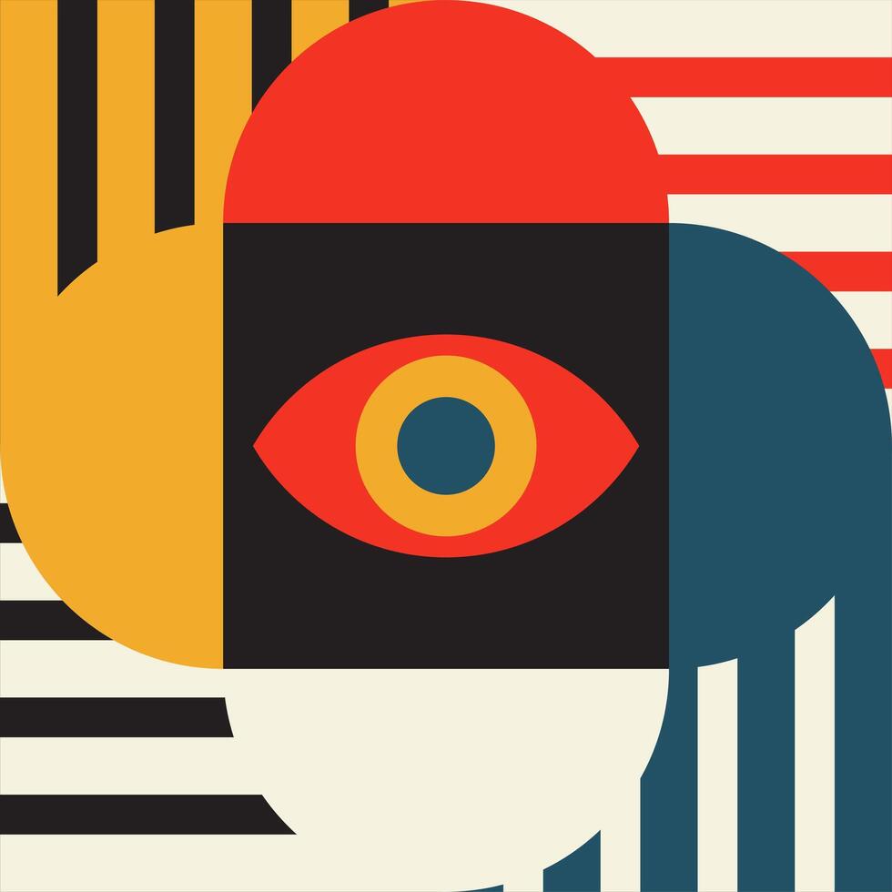 Simplistic yet expressive Bauhaus poster design with bold contrast and precise typographic alignment vector