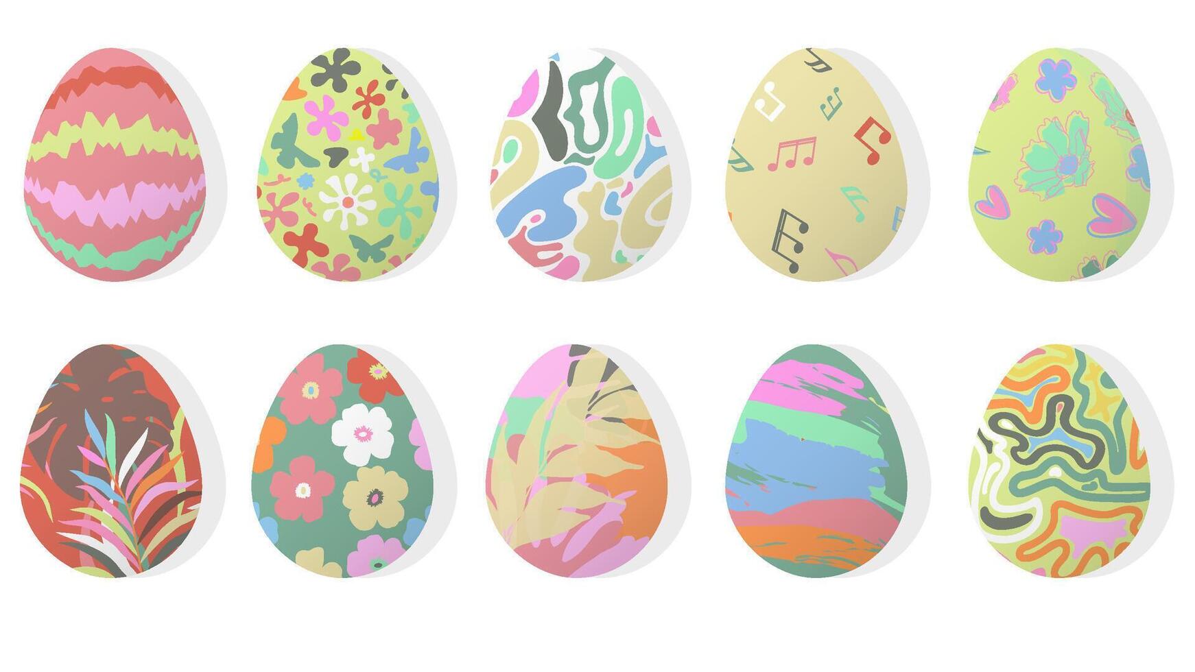 Easter eggs drawing clipart set on white background vector