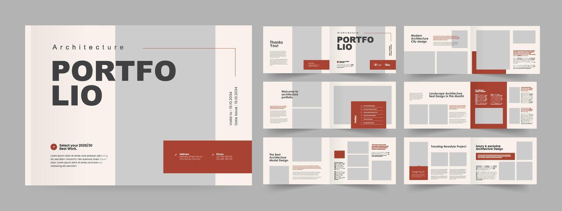 Modern Portfolio Brochure, Landscape Architecture Portfolio Template. vector