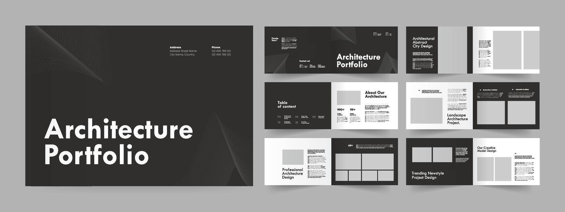 Architecture Portfolio Brochure, Architecture Portfolio Design vector
