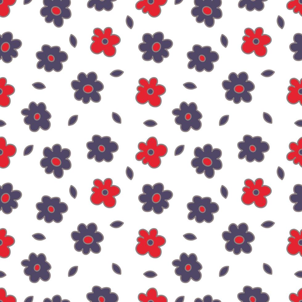 Small summer flowers. Seamless hand-drawn pattern for fabric design. vector