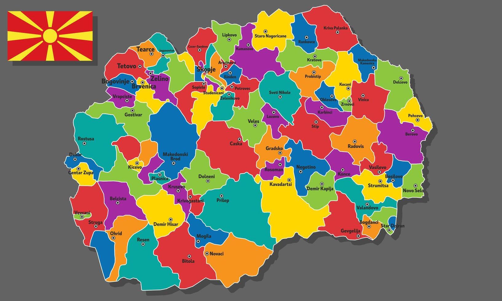 map of North Macedonia vector