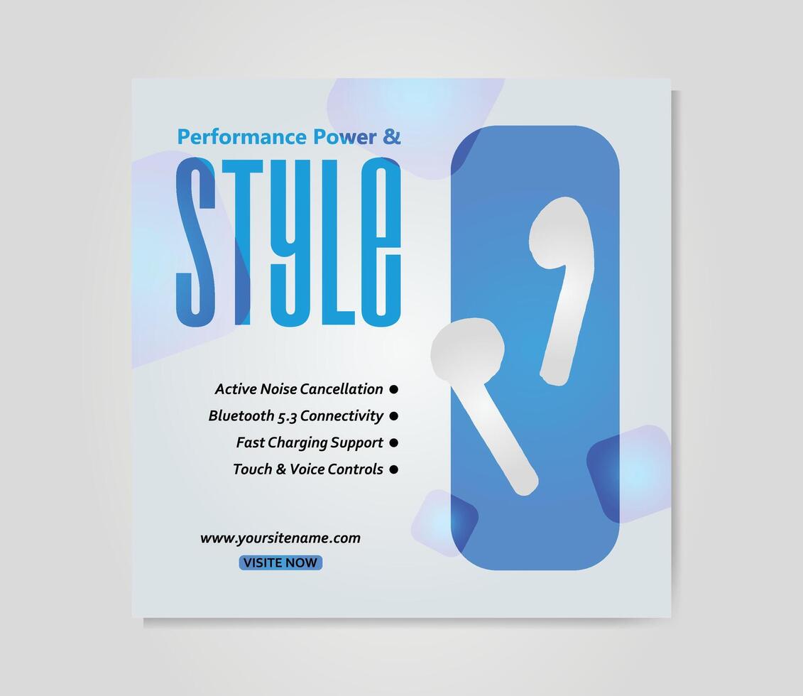 Earbuds Minimal gadgets promotional social media ad banner vector