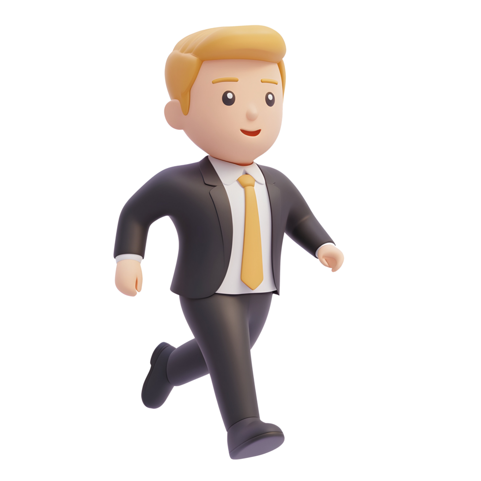 3d cartoon man in suit running png
