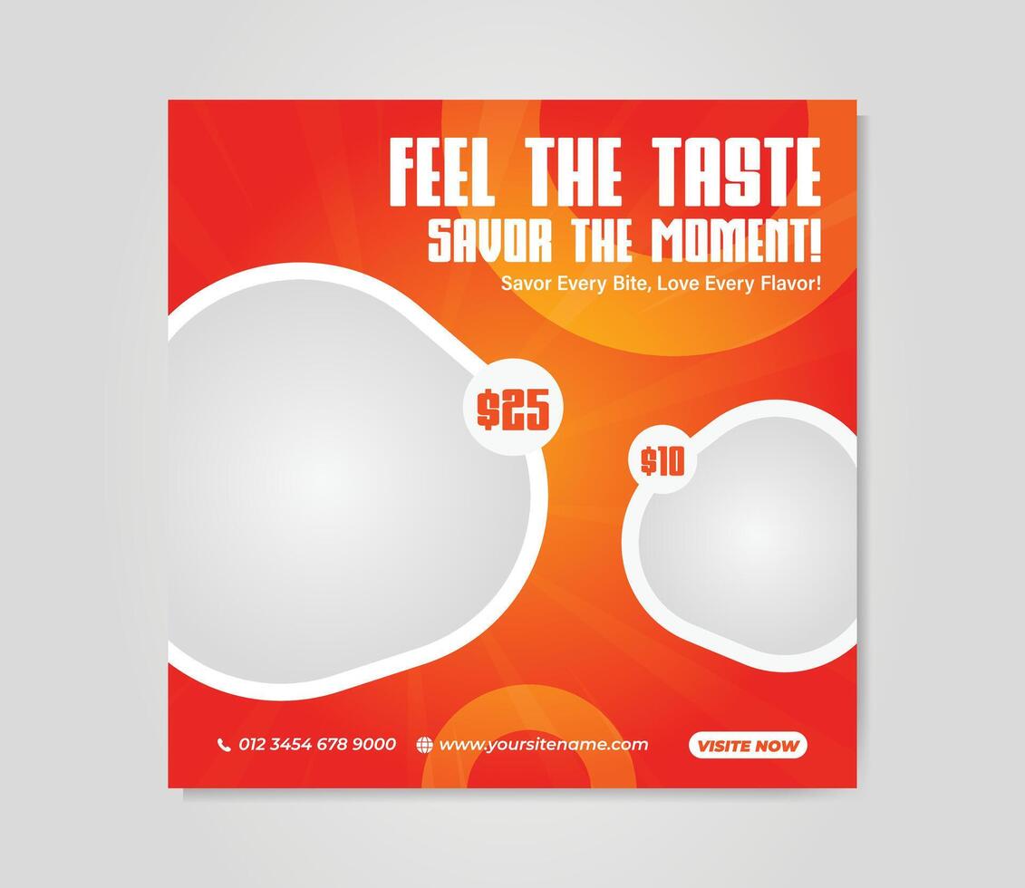 a poster for a restaurant with two circles on it vector