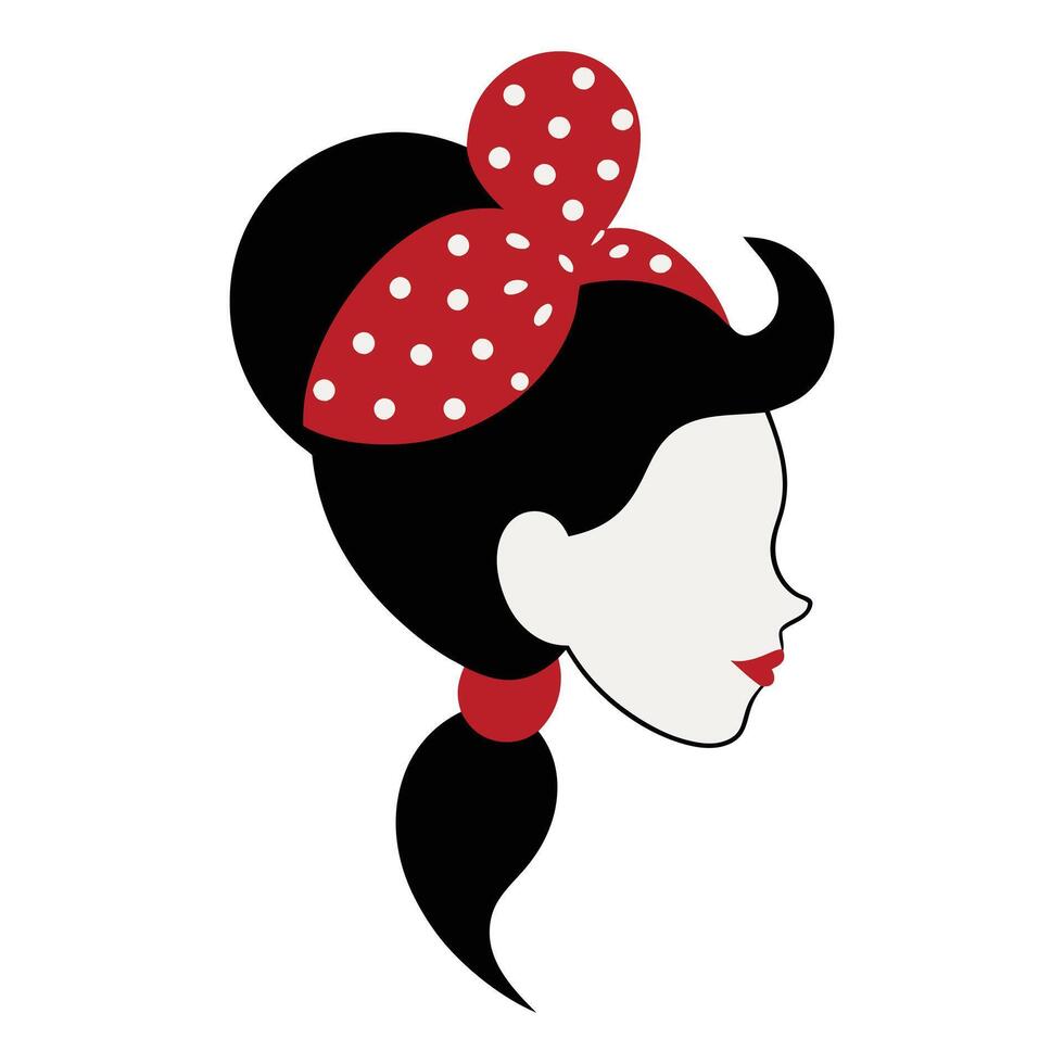 a woman with a red polka dot headband vector