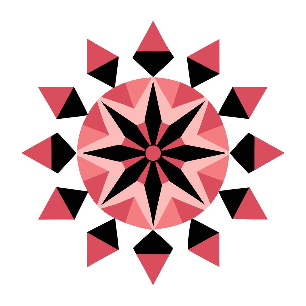 a red and black geometric pattern with a star in the center vector