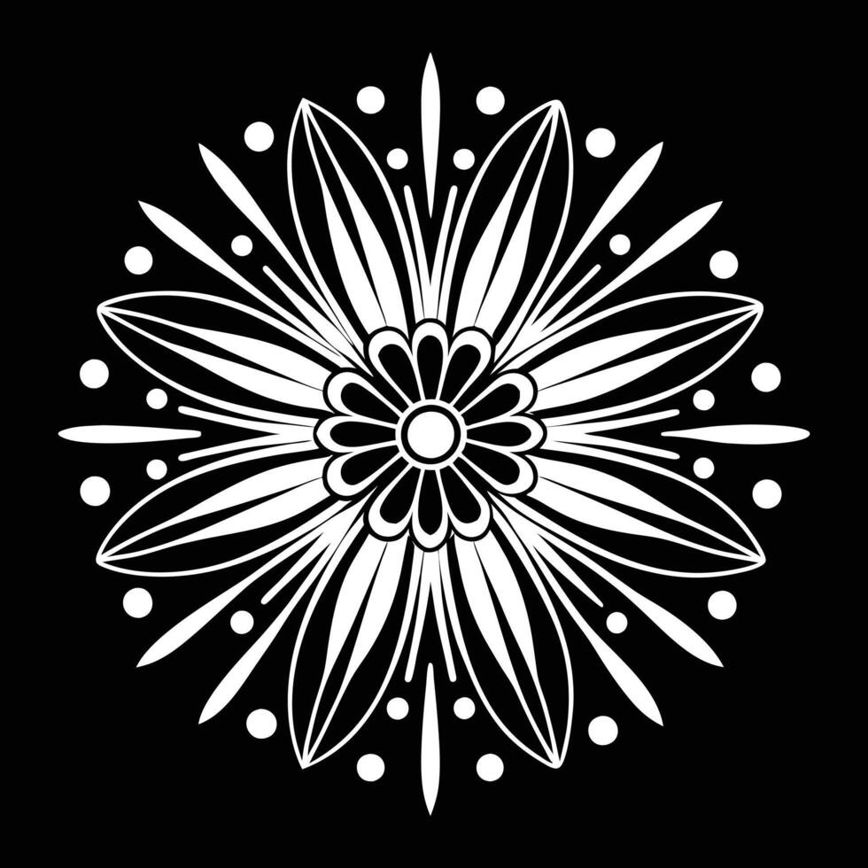 a white flower on a black background vector