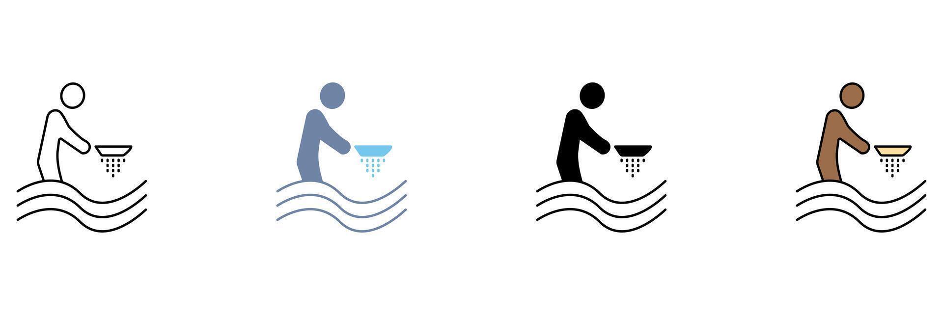 gold panning concept line icon. Simple element illustration. vector