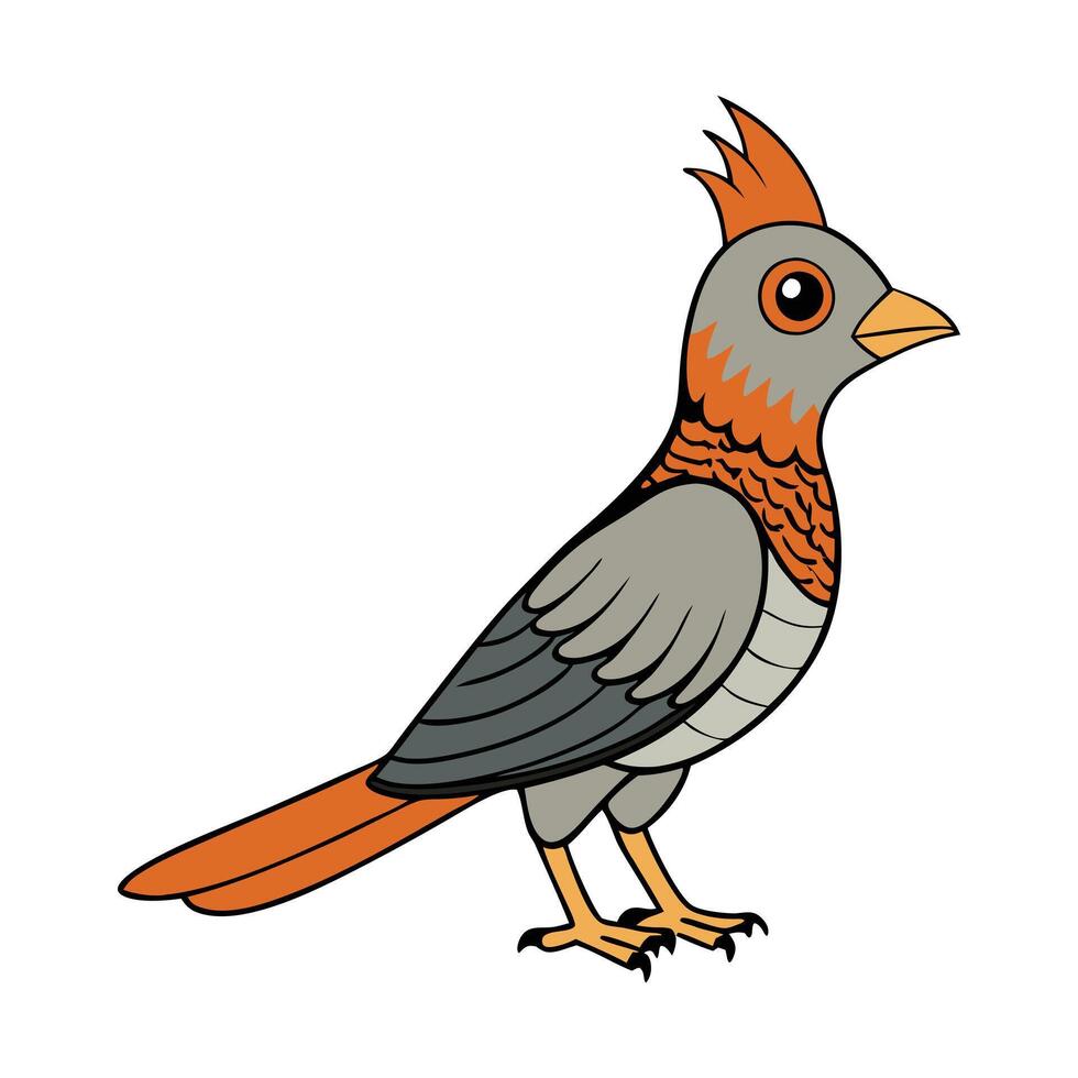 a cartoon bird with orange and gray feathers vector