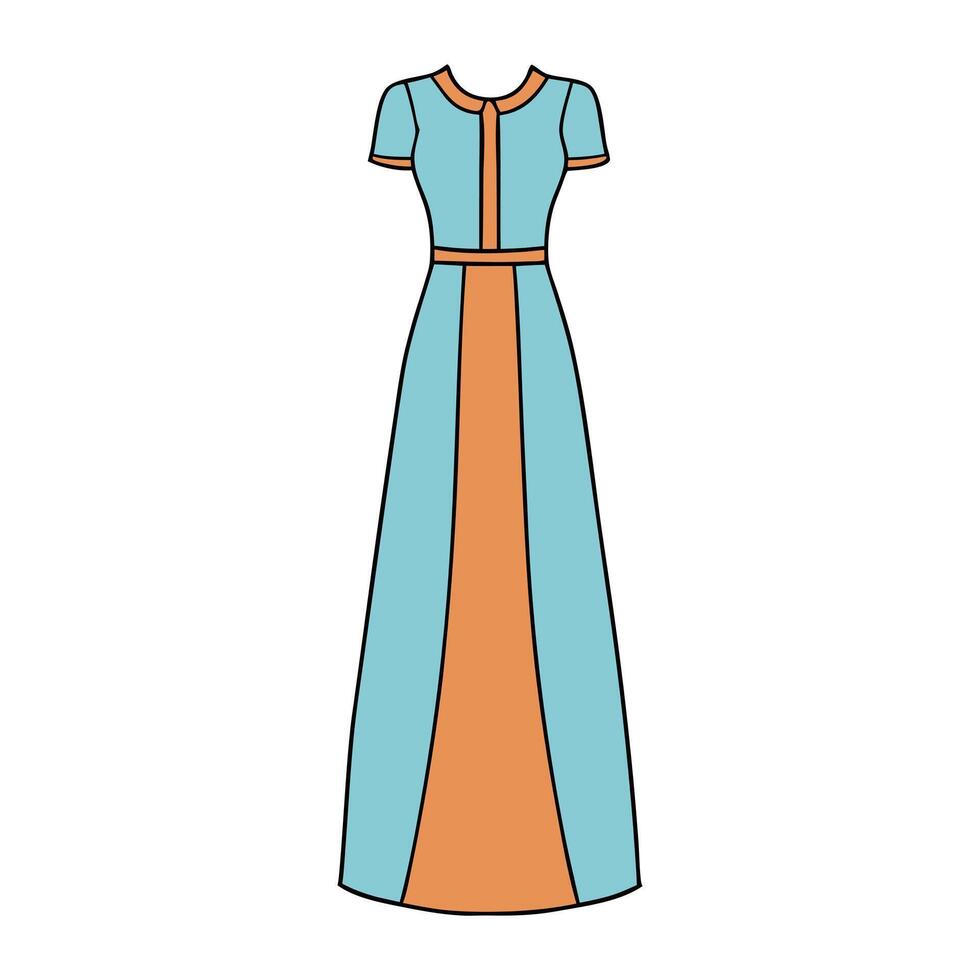 a dress with orange and blue stripes vector