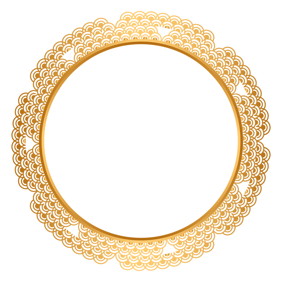 Golden luxury circle shape frame with award clipart png