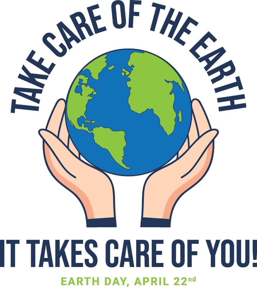 Earth Day illustration with care hands holding the planet vector