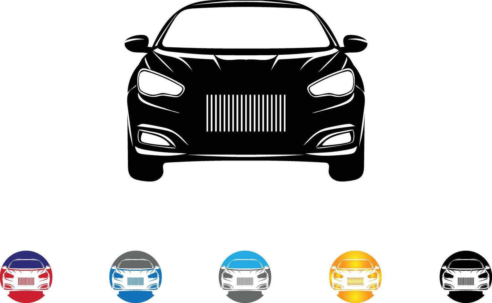 Modern Luxury Car Front View Illustration with Color Variations vector