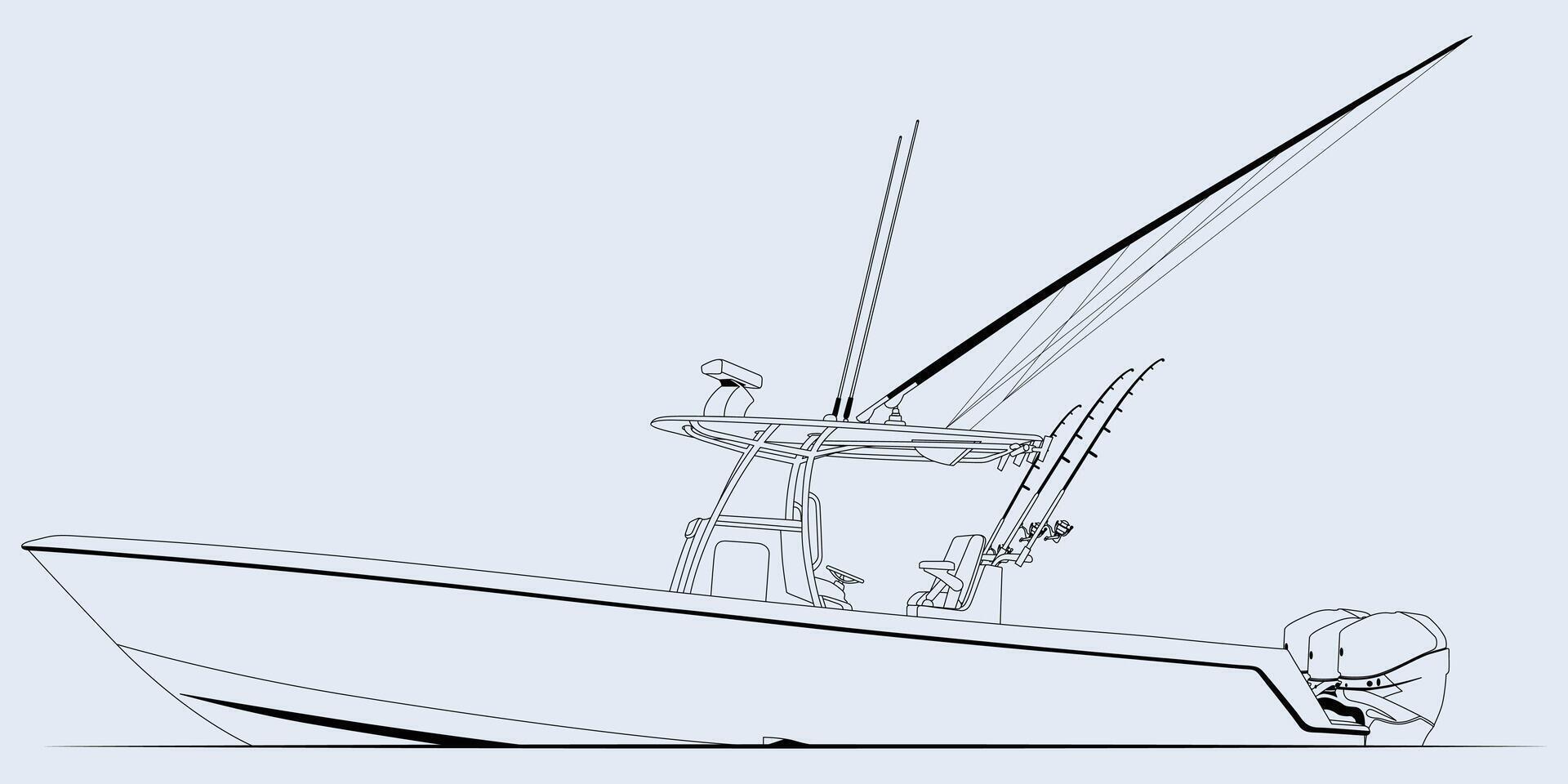 One Color Line Art Boat vector