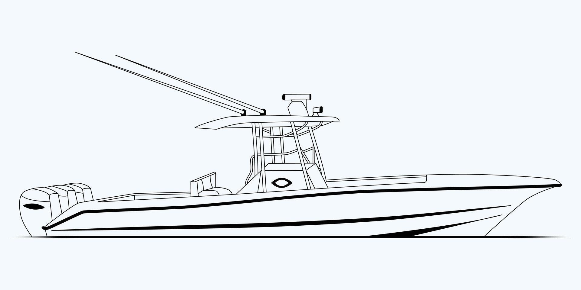 Boat Line Art One Color vector