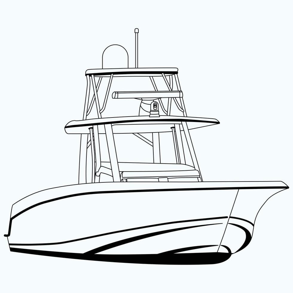 Line Art One Color Boat vector