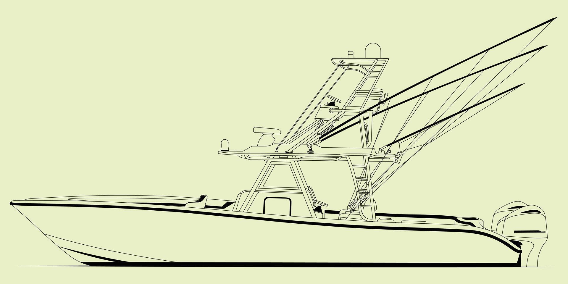 Line Art Boat One Color vector