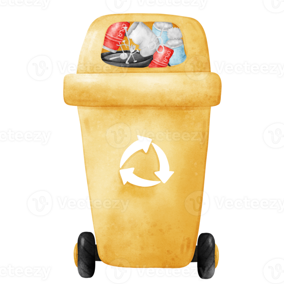 Garbage Bin with Metal Waste, Recycling Garbage png