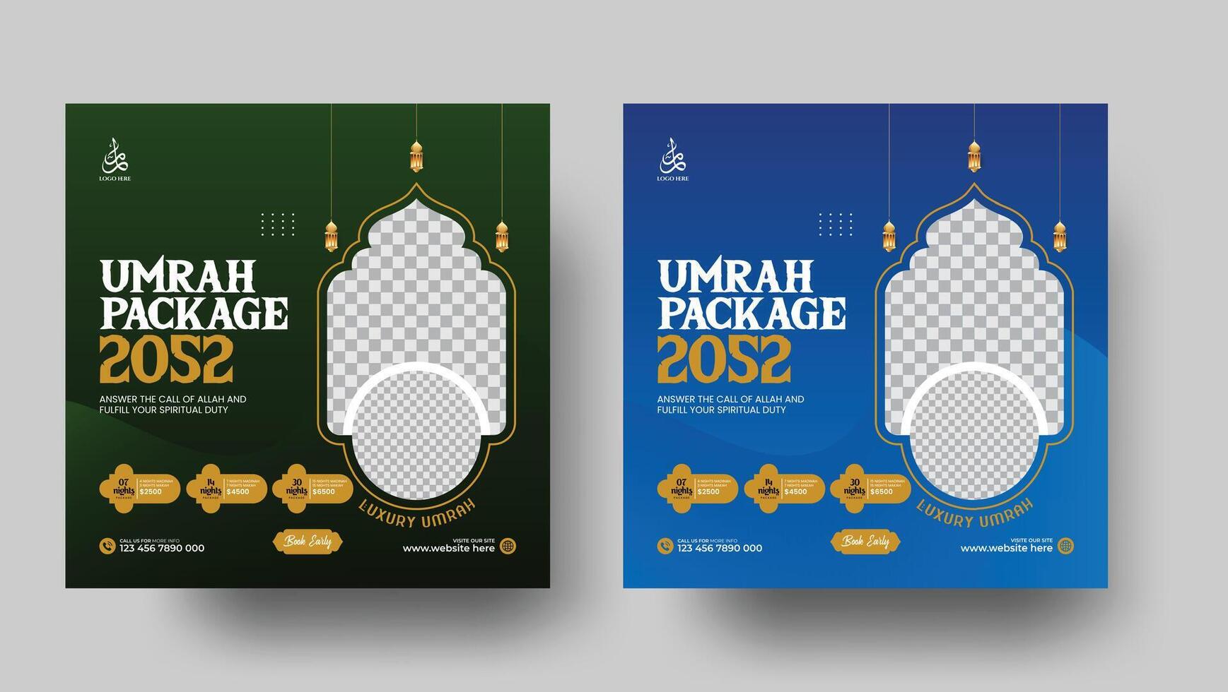 Umrah Package Social Media Post Design template vector