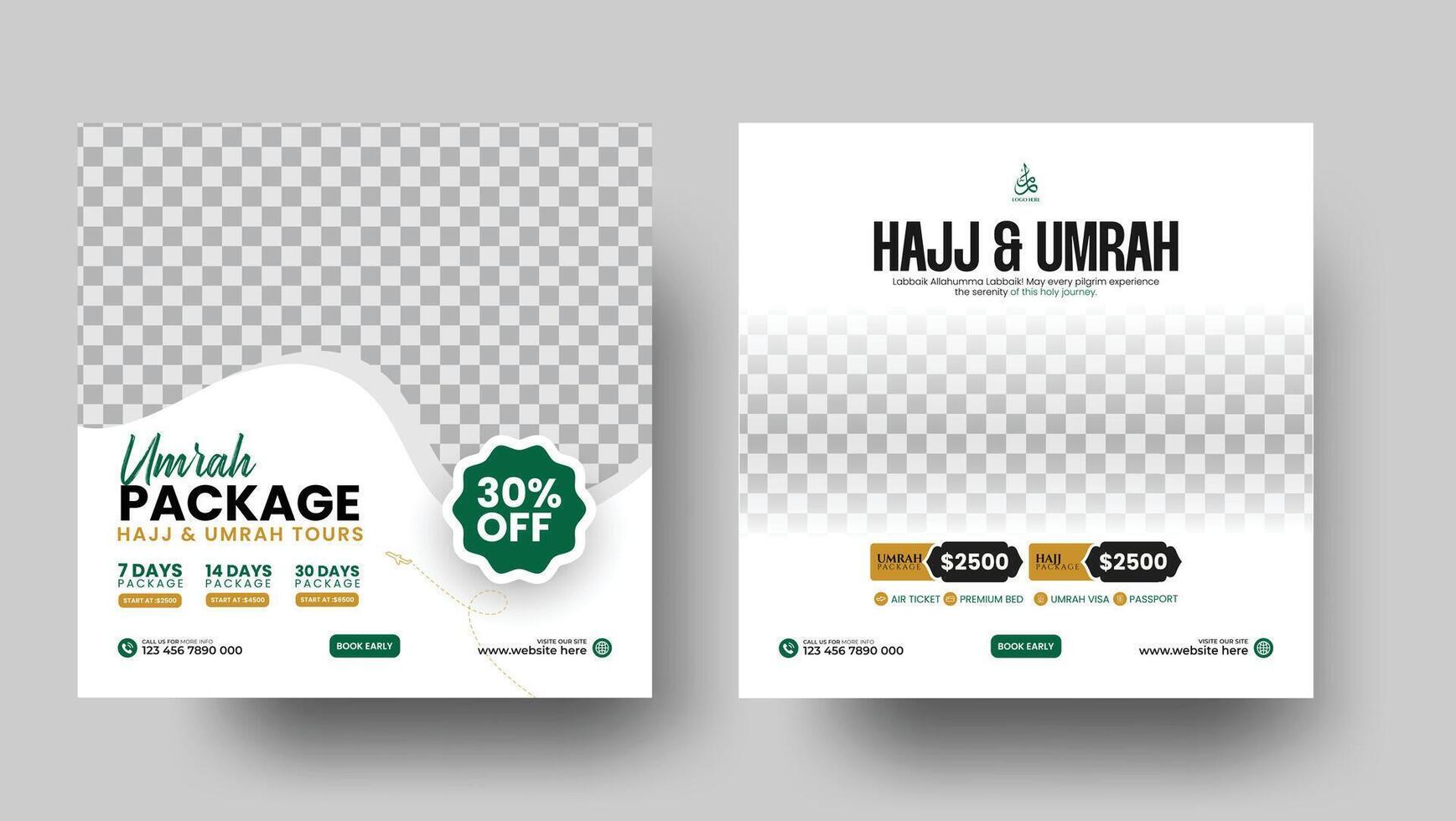 Hajj and Umrah Pilgrimage Travel Social Media Post vector