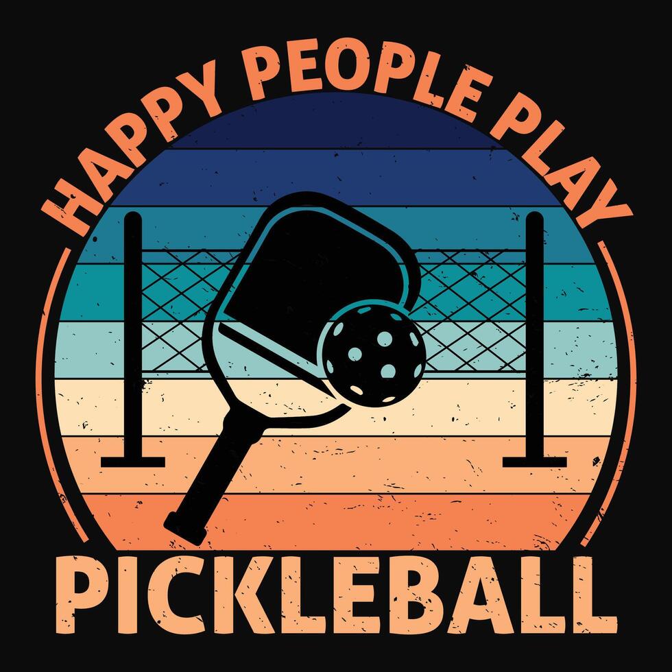 happy people play pickleball vector