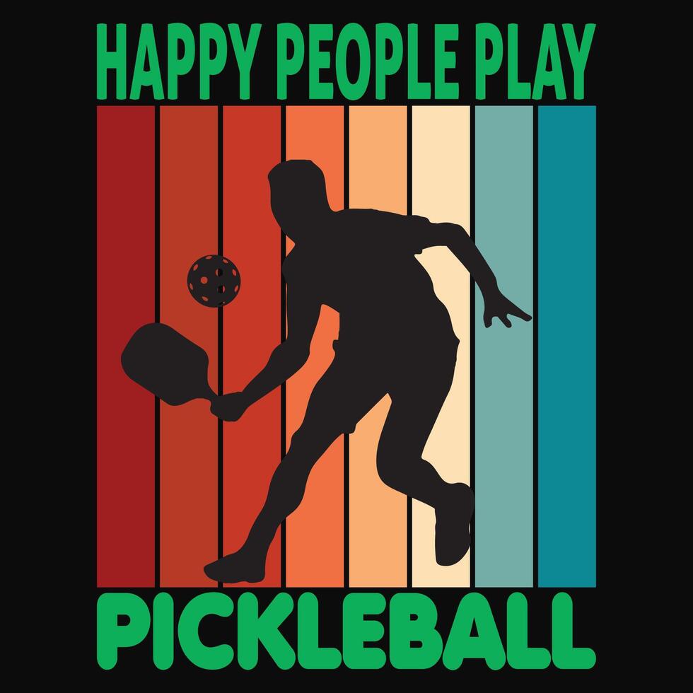 happy people play pickleball t-shirt design vector