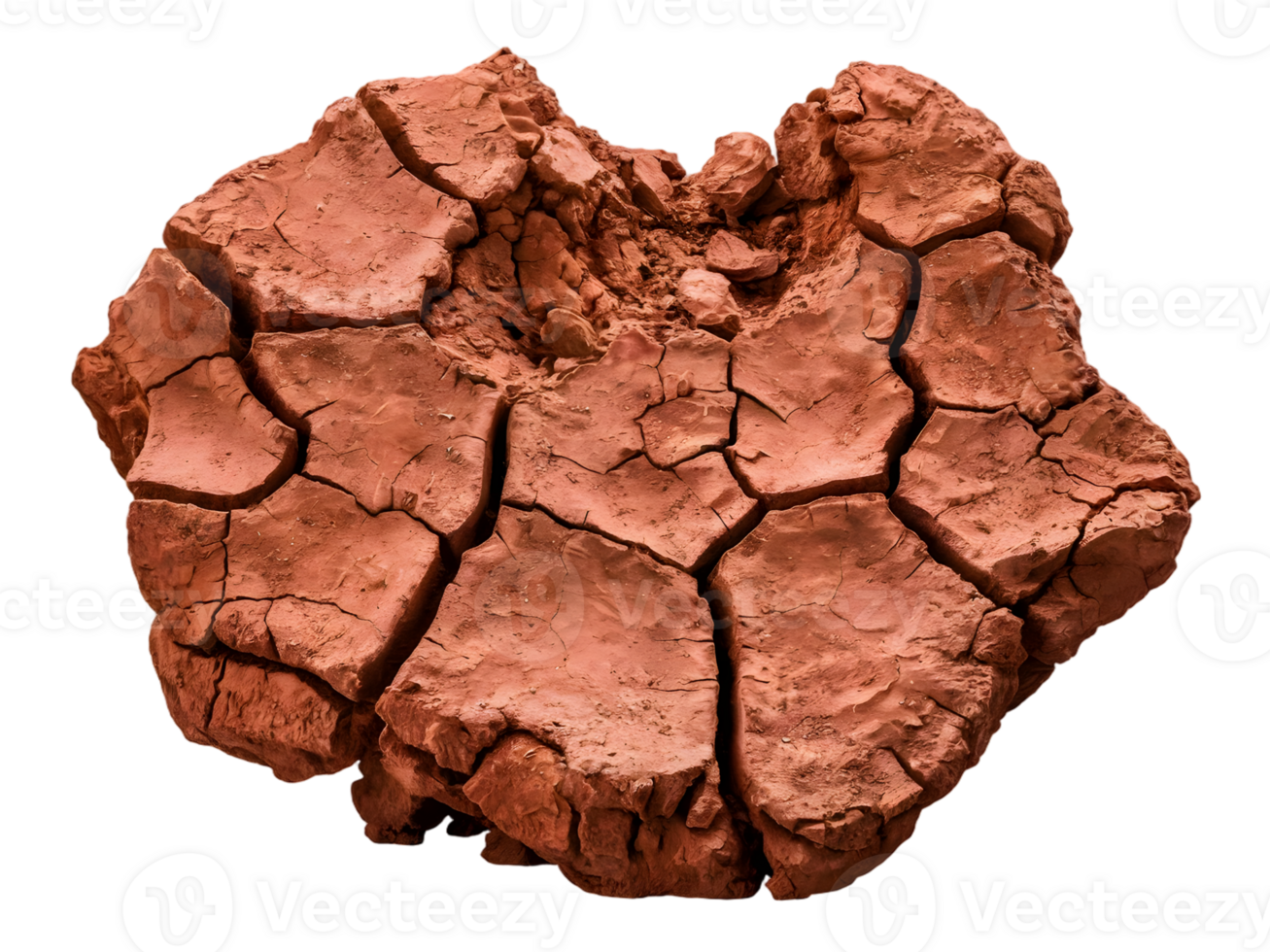 Close-up of cracked, dried red clay png