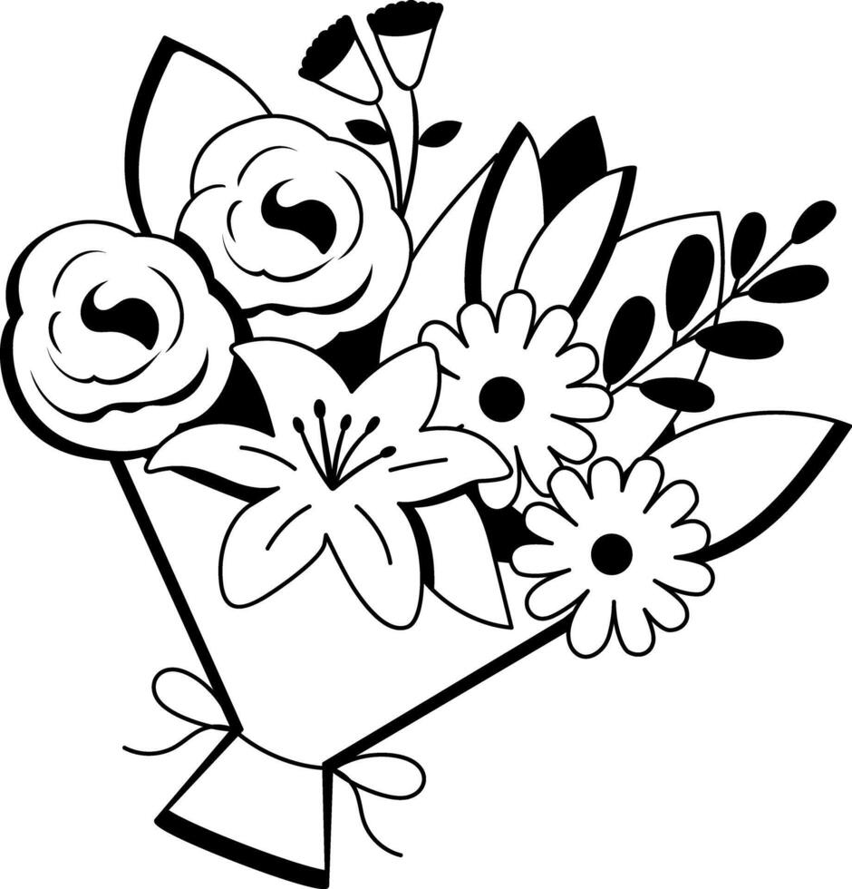 A glyph illustration of beautiful flower bouquet vector