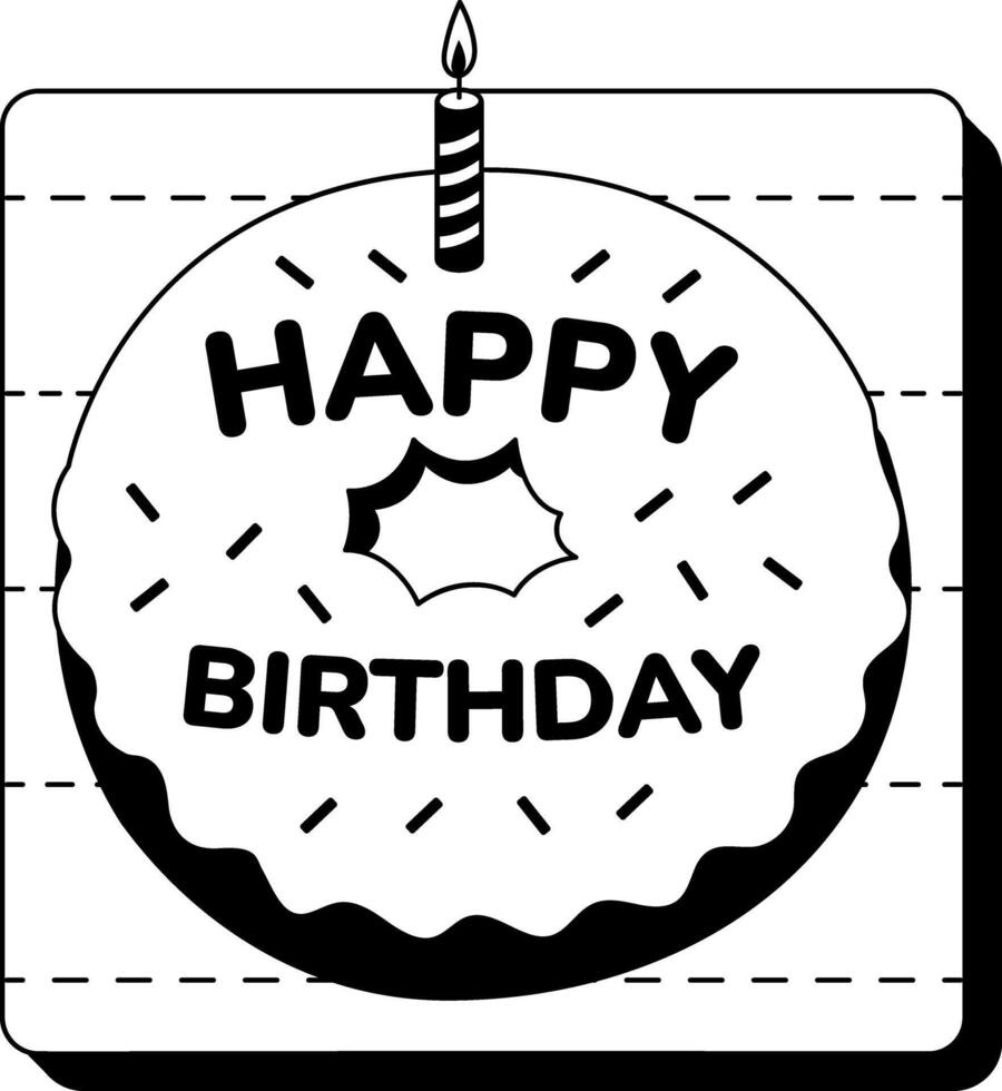 A glyph style illustration of a birthday cake vector