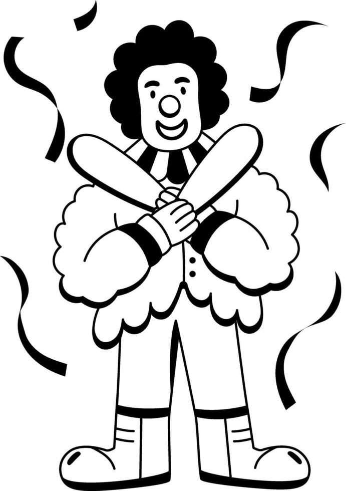 Happy clown character, glyph style illustration vector