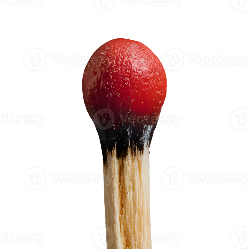 Close-up of a burnt match head png