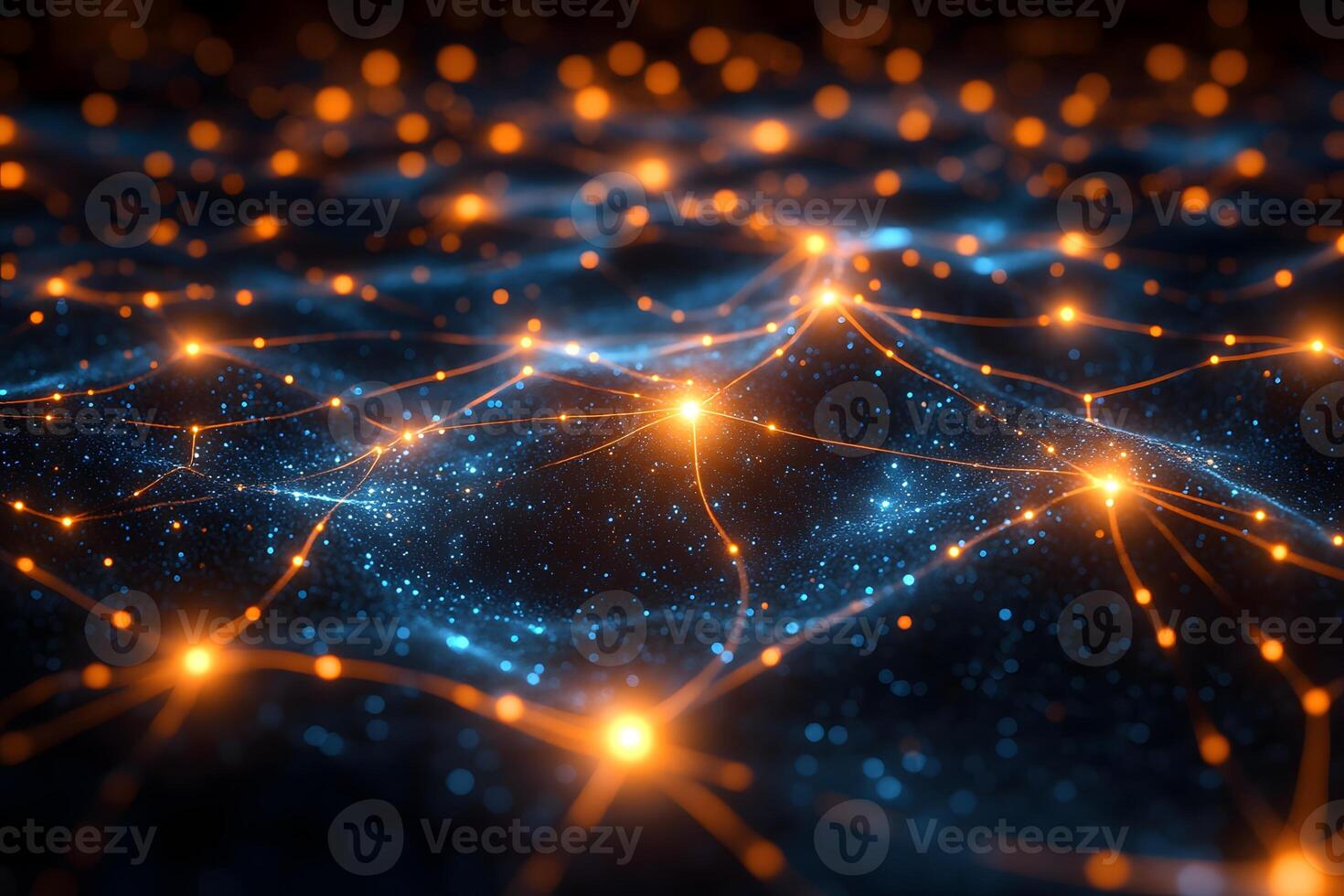 Abstract Neural Network Concept with Glowing Nodes for Technology Design photo