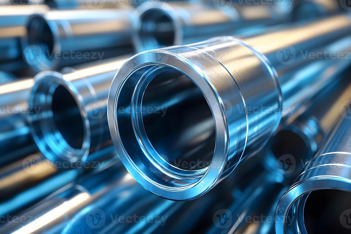Abstract Industrial Design with Shiny Metallic Pipes for Backgrounds and Posters photo