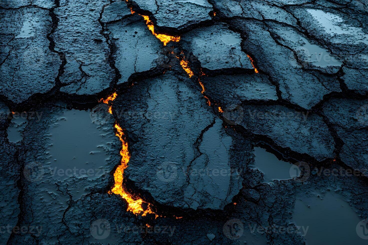 Cracked Lava and Earth Nature's Raw Power and Geothermal Energy Concepts photo
