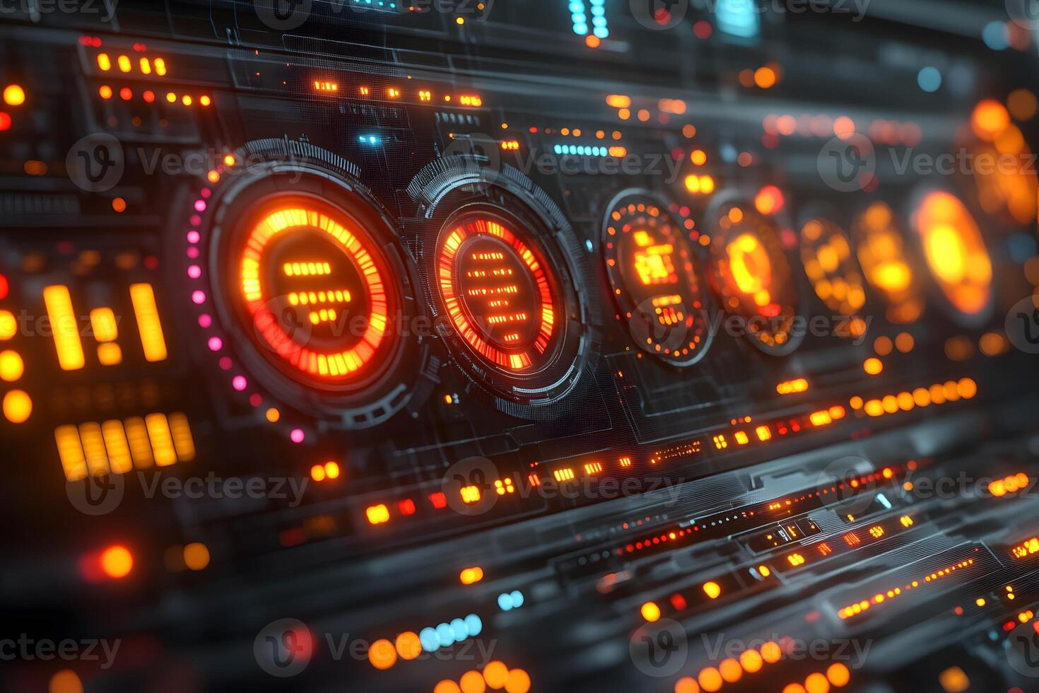 Futuristic Digital Interface with Glowing Elements for Technology Themes photo