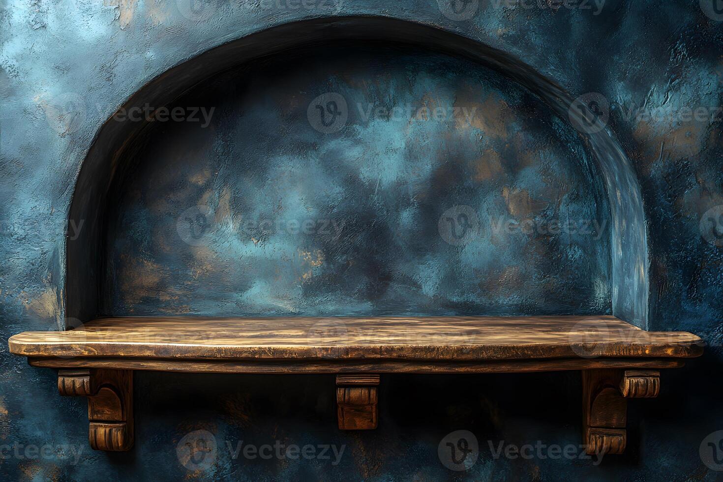 Rustic Wall Niche with Wooden Shelf for Home Decor and Interior Design photo