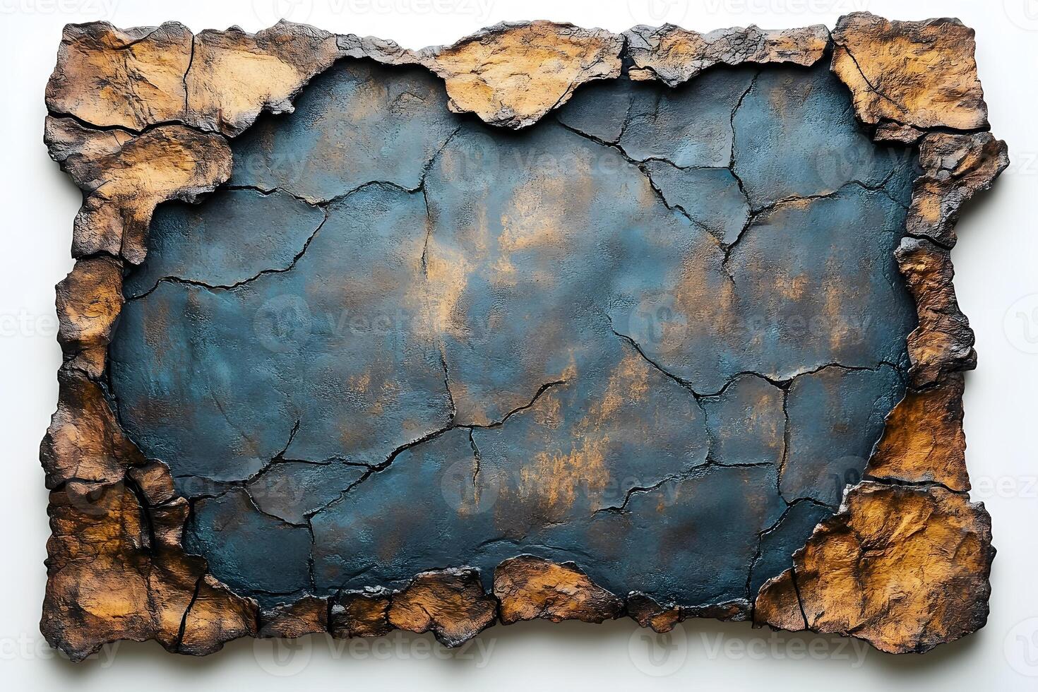 Rustic Textured Stone Frame with Weathered Cracks for Background Design photo