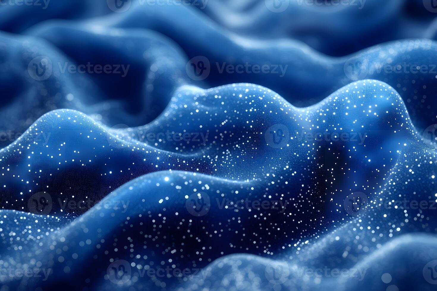 Abstract Cosmic Landscape with Starry Blue Waves for Background Design photo