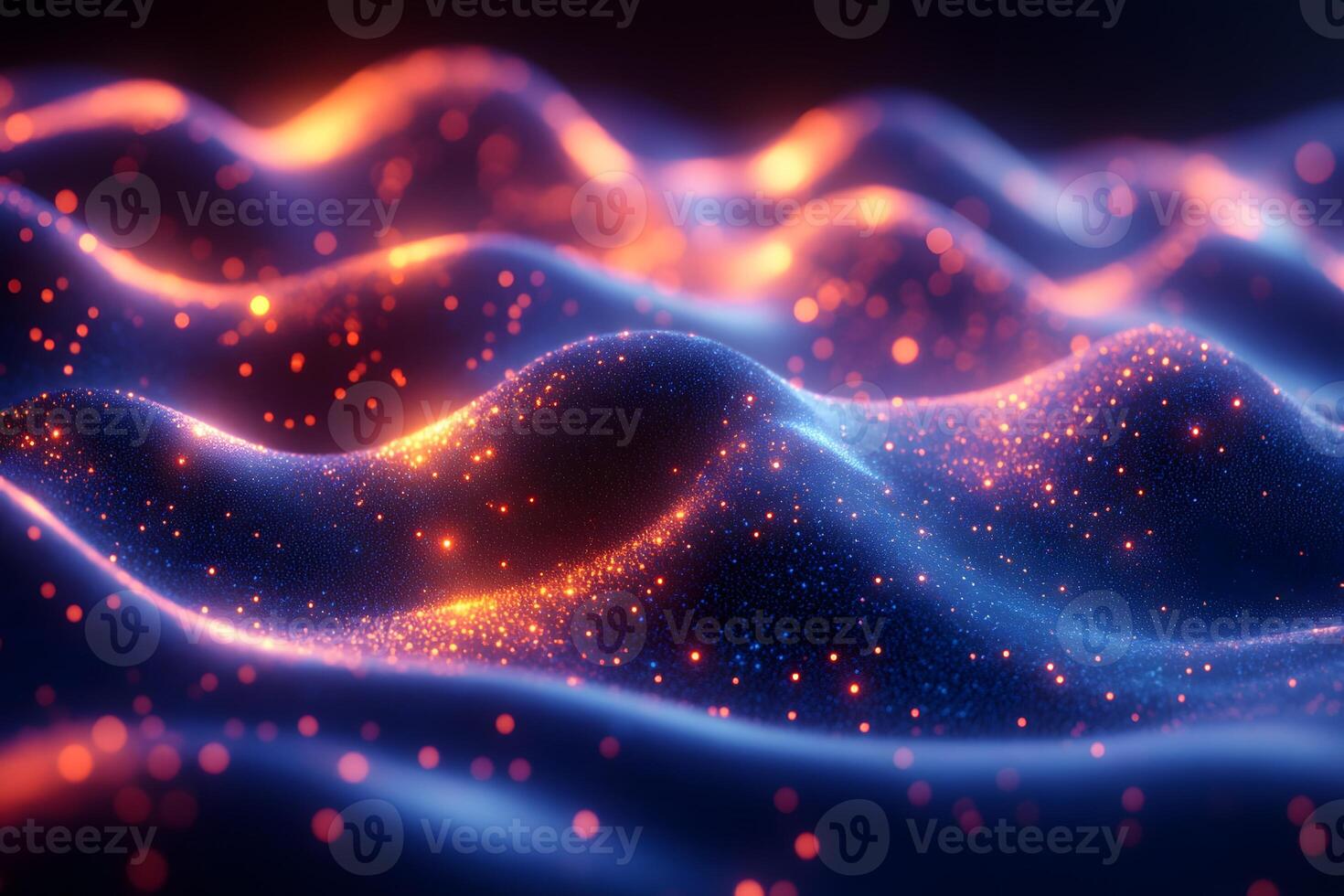 Futuristic Neon Waves and Glowing Particles for Digital Art and Design photo