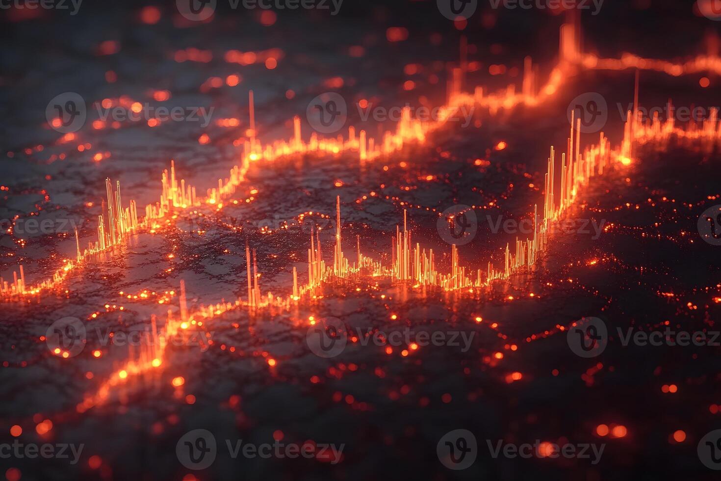 Dynamic Data Visualization with Glowing Digital Landscape for Tech Presentations photo