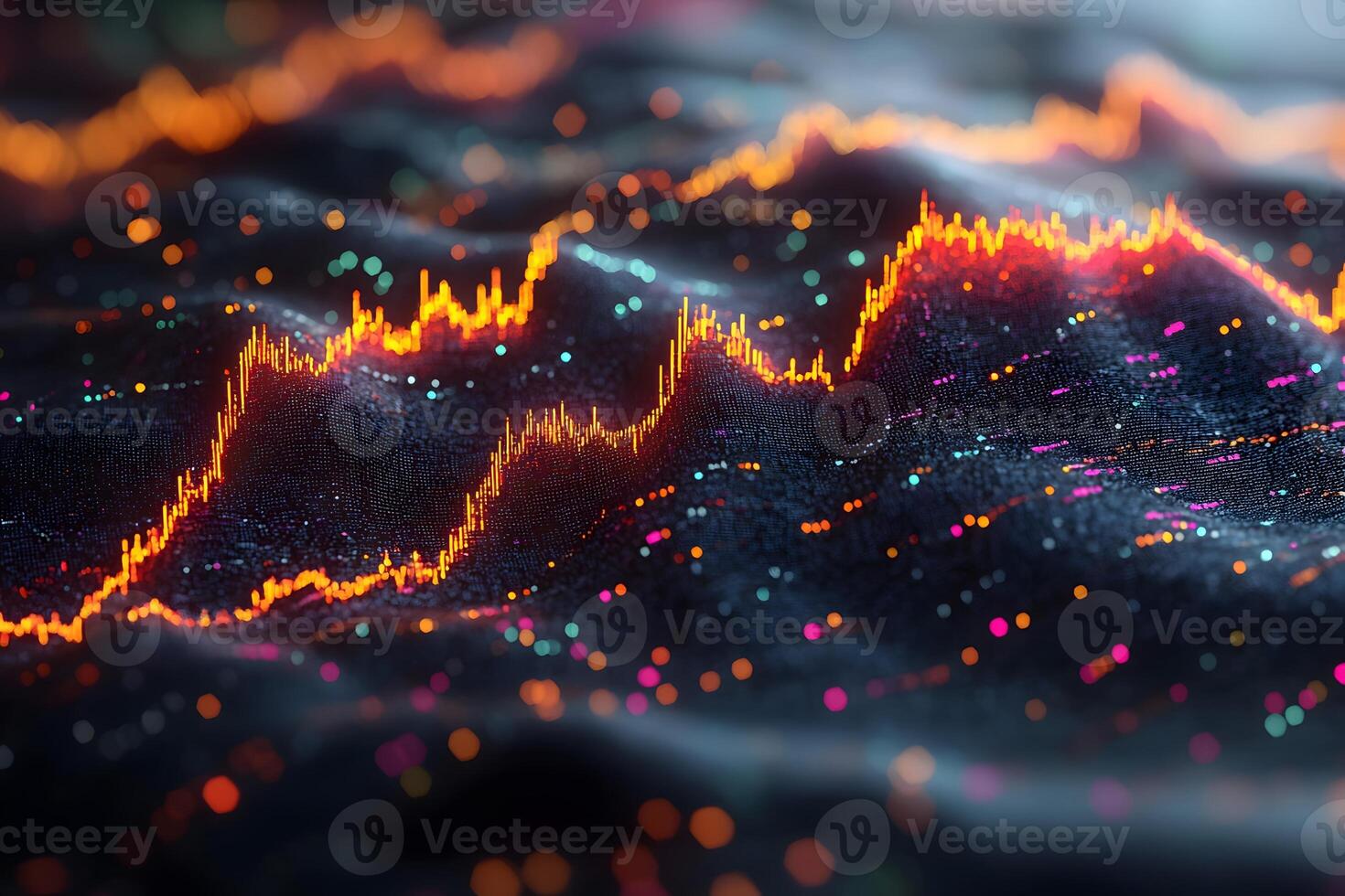 Dynamic Digital Data Visualization for Financial Market Analytics Print and Design photo