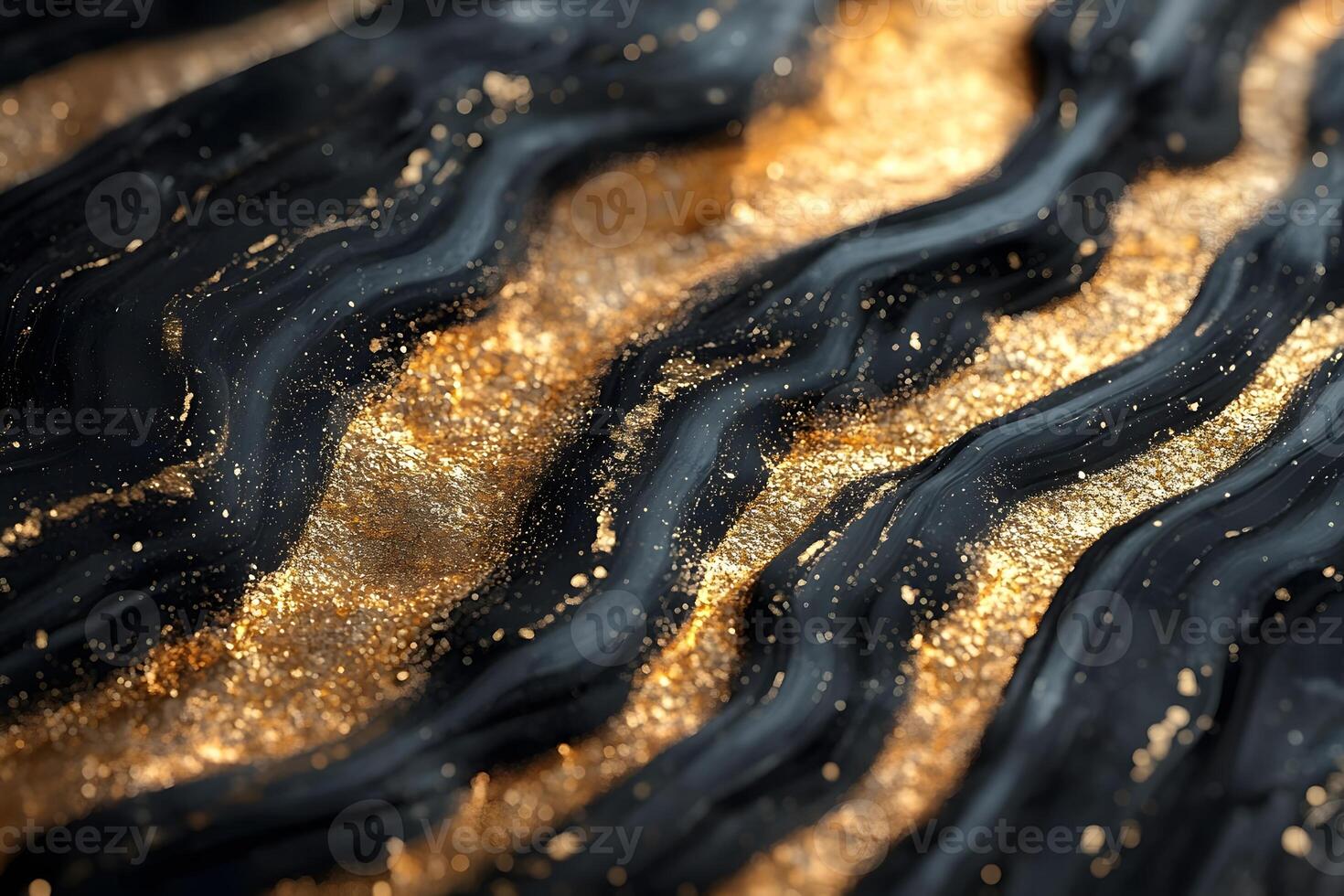 Luxurious Abstract Wave Design with Gold and Black Textures for Art Decor photo