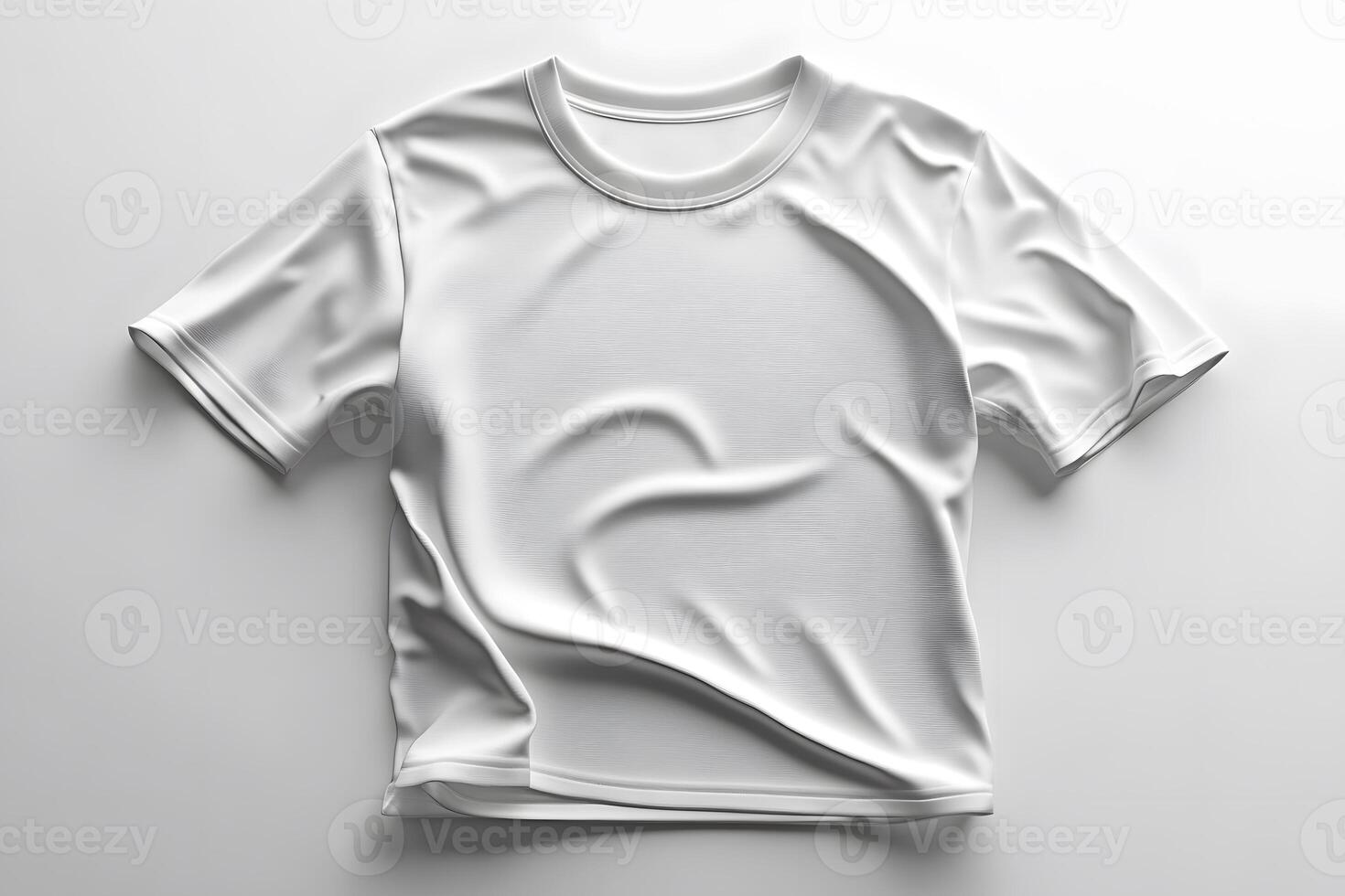 Blank White T-Shirt on Plain Background for Design Template and Mockup Usage photo