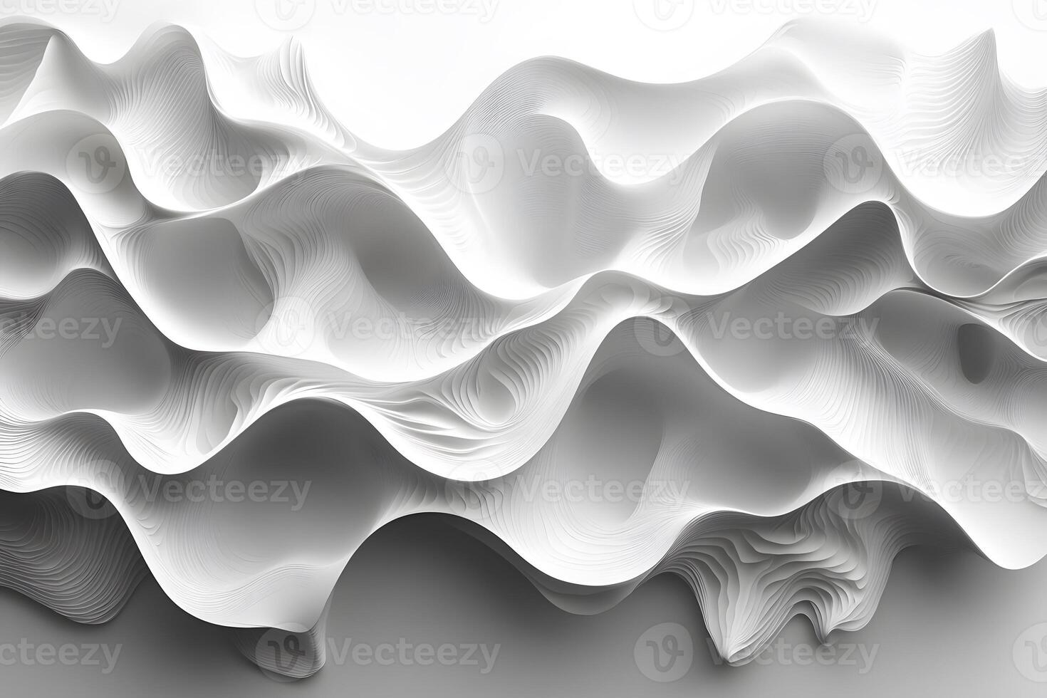 Abstract 3D White Wave Patterns for Modern Design and Artistic Backgrounds photo