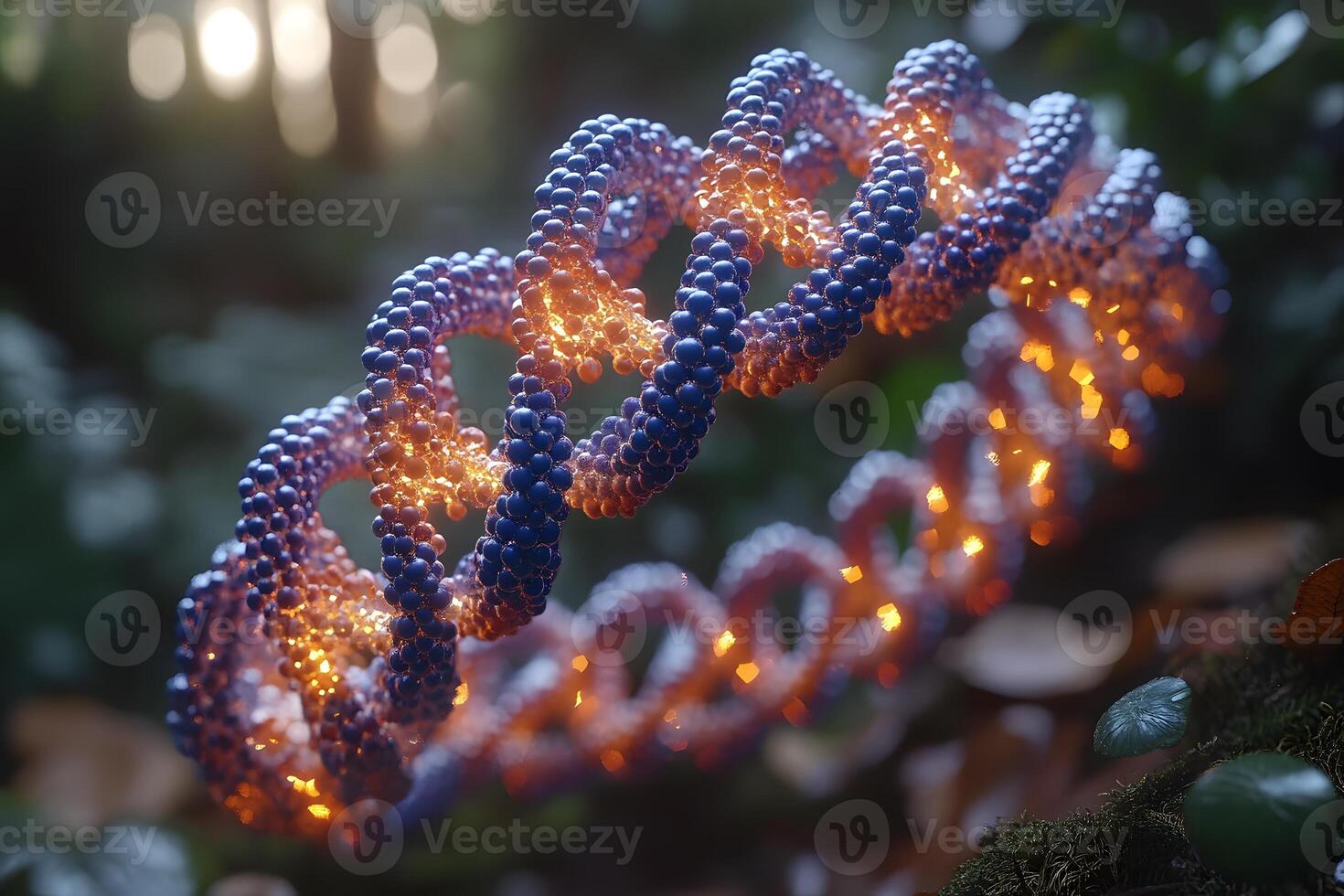Vibrant DNA Helix in Nature Biotech and Genetics Concept for Educational Print and Design photo