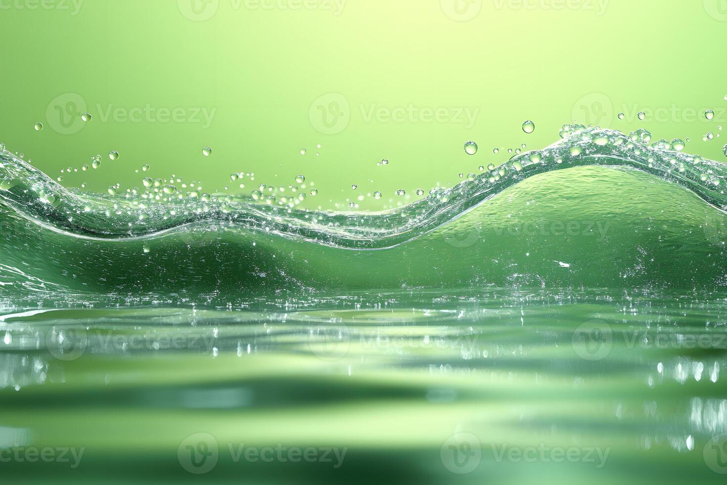 Dynamic Water Wave Against Green Background for Nature-Themed Designs photo